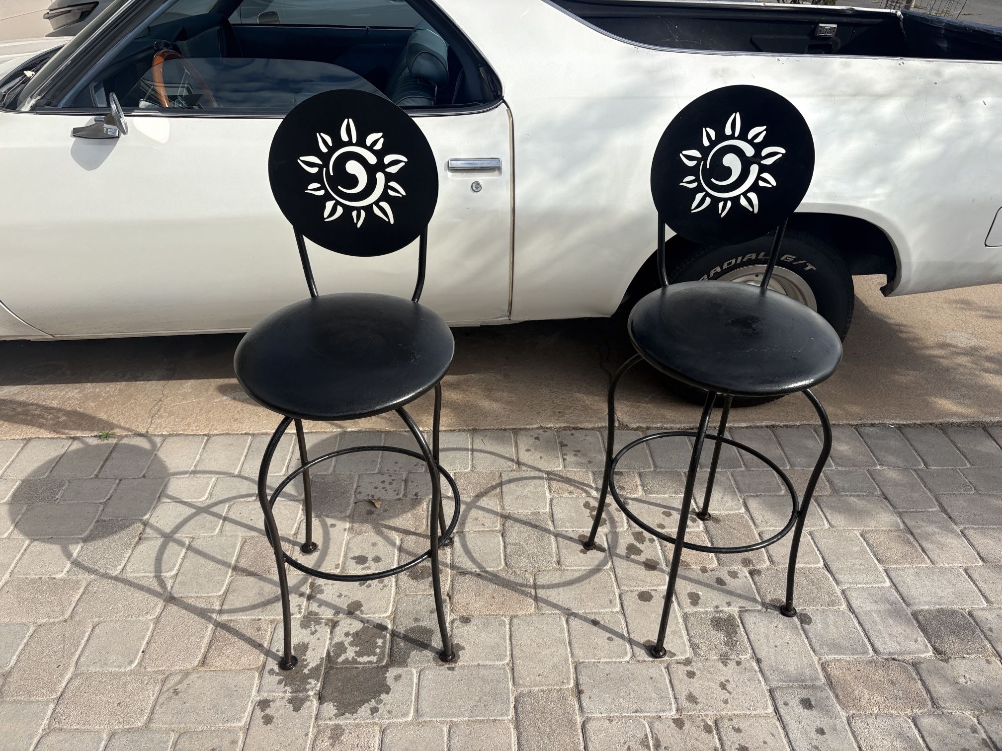 set Of Two Metal Swivel Barstools