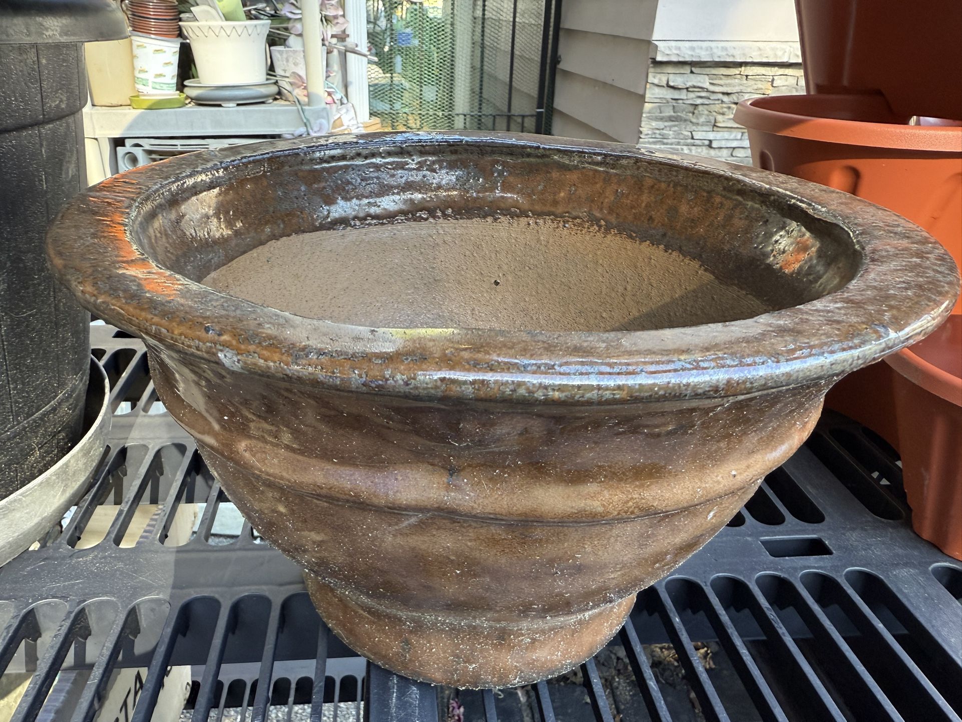 Brown Glazed Plant Pot