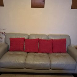 Beige Leather Sofa from American Furniture 