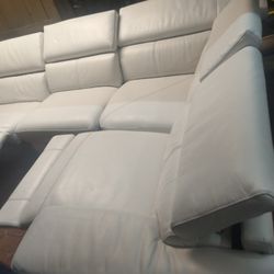 SECTIONAL 100% LEATHER RECLINER ELECTRIC WHITE COLOR.. DELIVERY SERVICE AVAILABLE ✅🚚💥