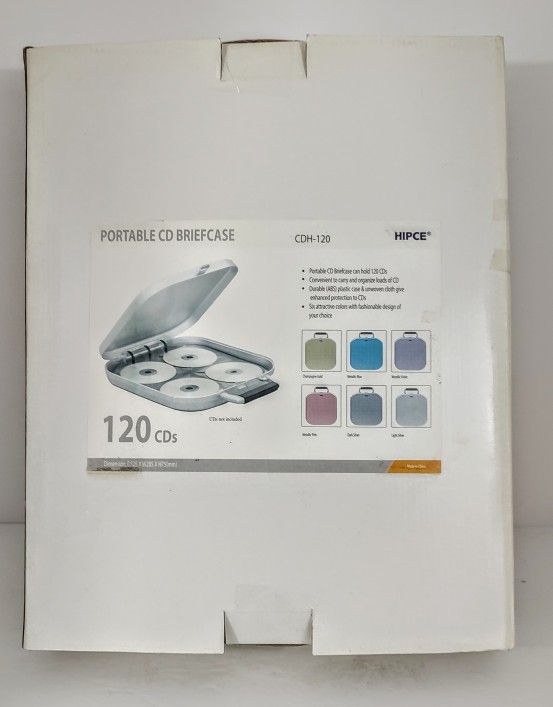 HIPCE Portable Briefcase (120 CDs) Hard-sided Plastic w Handle Silver