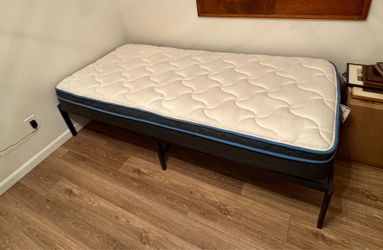 Twin Tall Bed Frame with Mattress.