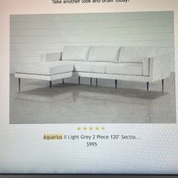 Living Spaces Aquarius II 120” Dark Grey Sectional