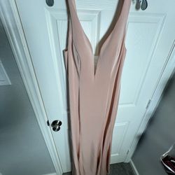 Size Large(10-14)Full Length Sleeveless Nude/blush Evening Dress