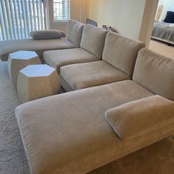 Beige Double Chaise Sectional Couch