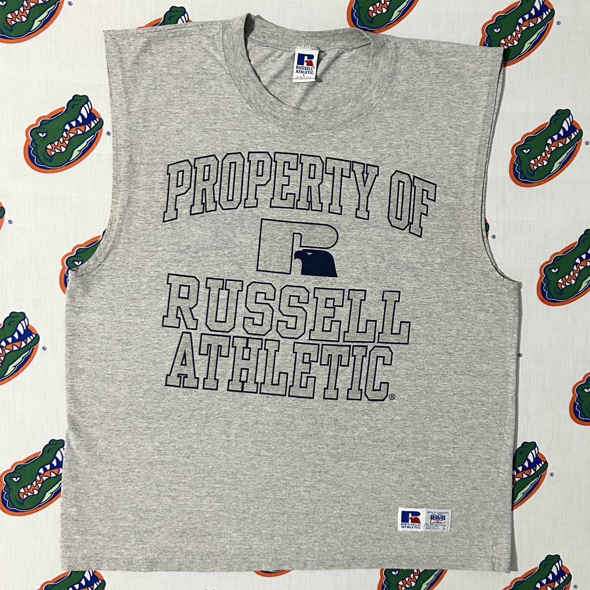 Mens Vintage Russell Athletics Made In USA Essential Workout Tank Top Tee Tshirt Size Large