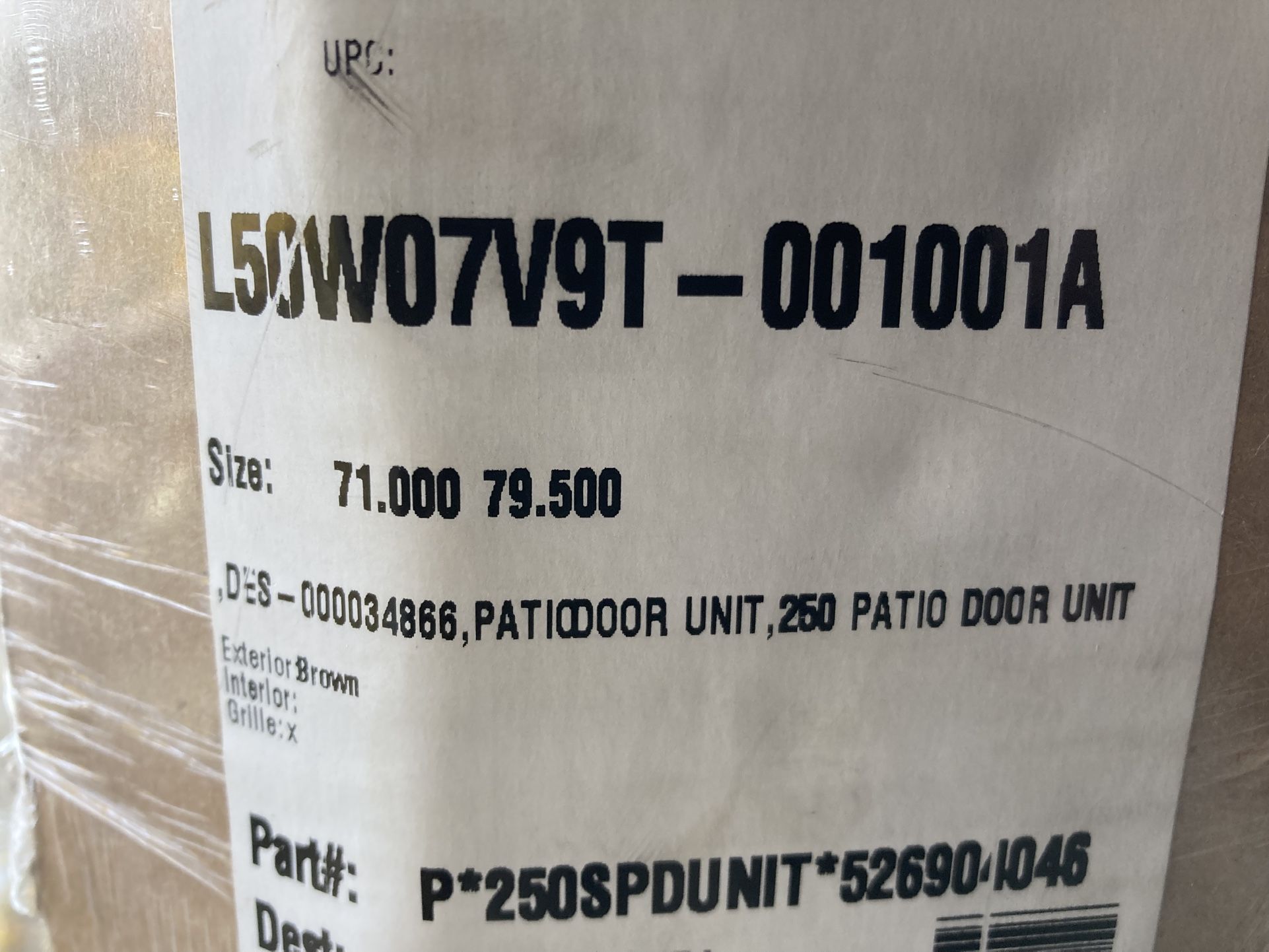 New Patio doors , brown exterior , vinyl , XO operation , 72 by 80 ,