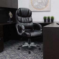 New Heavy Duty High Back Executive Office Chair Desk Chair Adjustable Home Task Chair Swivel PU Leather Computer Chair with Lumbar Support   New in bo