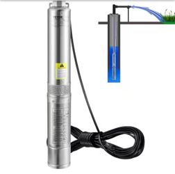 VEVOR Deep well Submersible Pump 1.5HP 37 GPM 276ft. Head Water Pump with 33 ft. Electric Cord