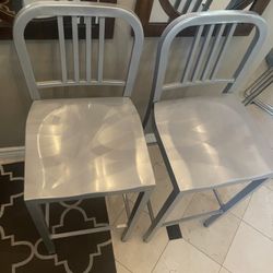 Modern Aluminum Bar Stools Set of 2