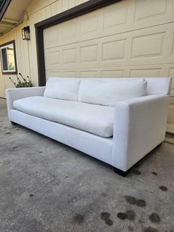 Pottery Barn White Linen Bench Seat Sofa