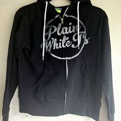 Unisex Adult XS Black-Plain White T's Zipper Hoodie