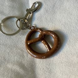 Brown Pretzel Keychain With Silver Hardware New With Tagged