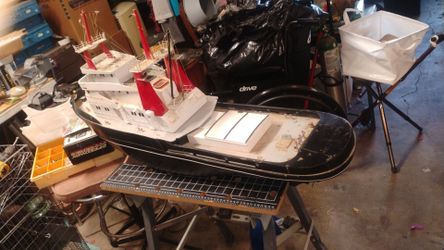Large Model Ship with Red Masts