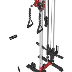  Cable Station Wall Mount, 18 Height Pulley Tower, Dual Pulley System, High and Low Cable Machine, LAT Pull-Down & LAT Row LAT Tower with Flip-Up Foot