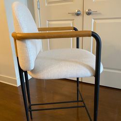 CB2 Avont Upholstered White Performance Fabric Metal Counter Stools (price for both)