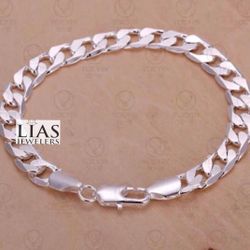 New 18k White Gold Cuban Link Bracelet 