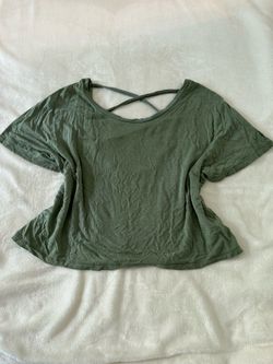 Olive Green Cross Back Top – Casual Flowy Tee