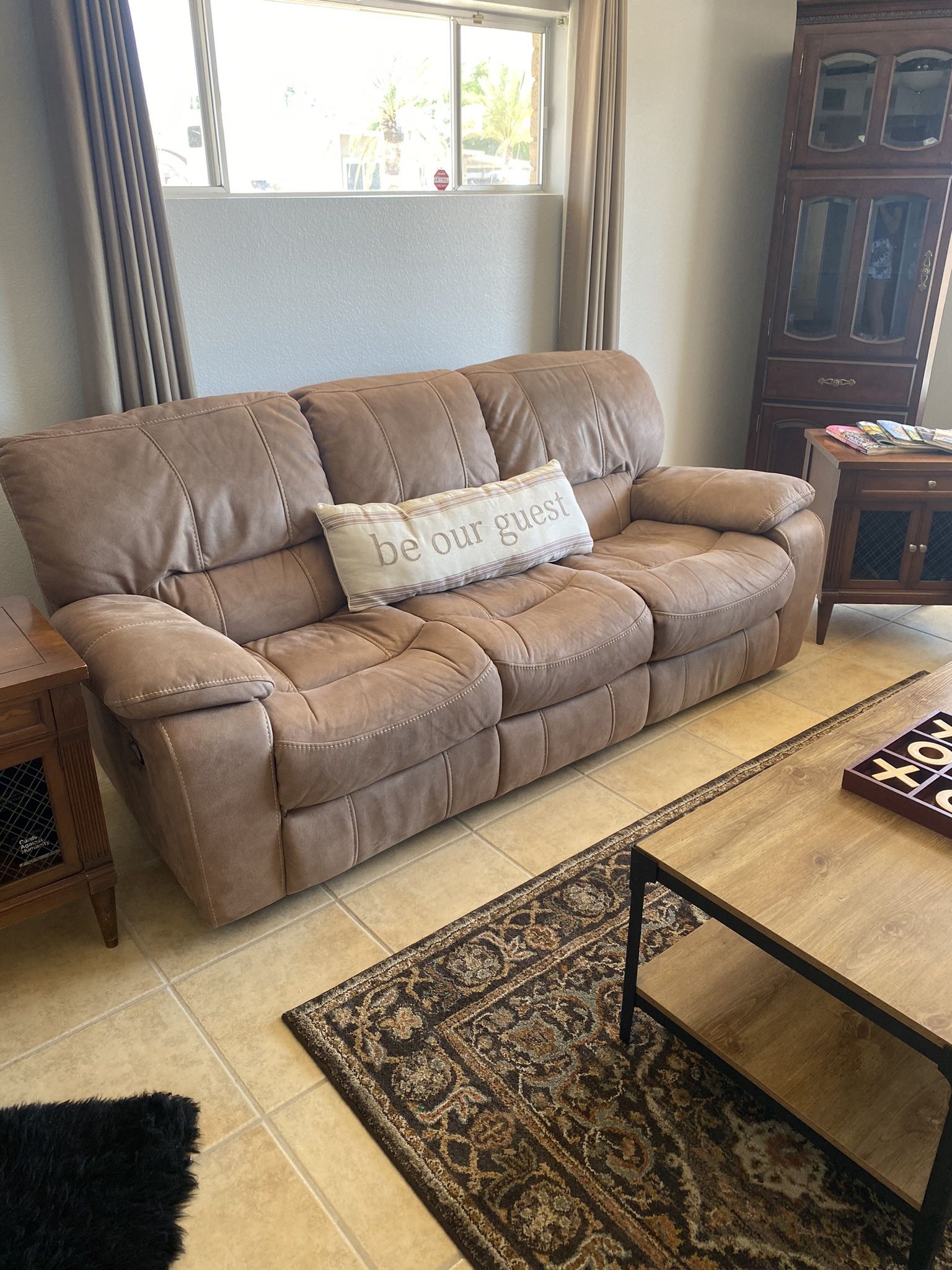 3 Piece Couch Love Seat And Recliner Oversized Comfortable Brown 