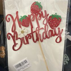 Strawberry birthday cake Topper