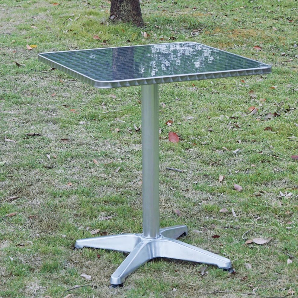 TABLE ONLY- Indoor Outdoor Dining Height Square Aluminum Metal Table Café Bistro Restaurant Aluminum Steel Dining Table Sturdy Patio Desk Coffee Table
