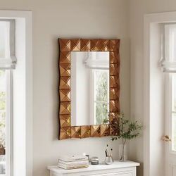 Homsee Elegant Gold-Framed Decorative Wall Mirror with High-Clarity Glass for Living Room Entryway or Bedroom 27.6''L x 2''W x 39.4''H