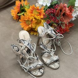 Women’s High Heel Lace up with snakeskin (python print)
