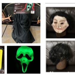 Florescent Halloween- Ghost Face Mask - Fade in Fade out Mask and/or mask with hands 