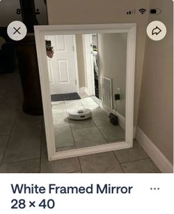 White Framed Wall Mirror 28x40
