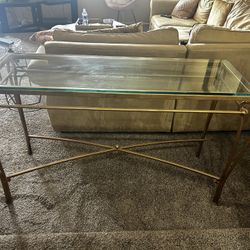 Gold Glass Top Console Table 