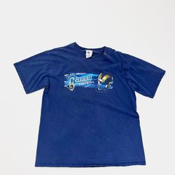 Vintage Rare St Louis Rams Not Just Football T-shirt Blue NFL Size L