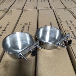 2-stainless heavy duty Bowls-water & food for Bird or small pet with attachments hooking up to cage as in pictures👍🏻