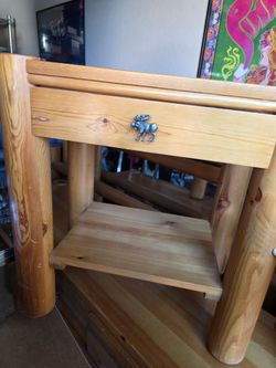Rustic Solid Wood Moose Nightstand / Side Table
