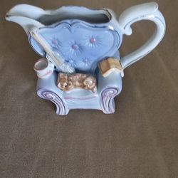 Vintage Ceramic Chair With Cat 