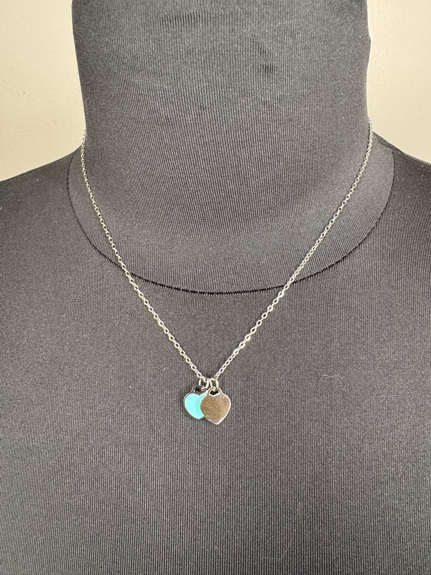 Stainless Steel 2 Heart Charms Necklace