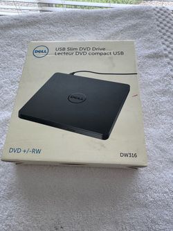 Dell USB Slim DVD Drive External DVD+/-RW Read Write Black DW316