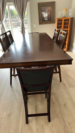Solid Wood Dining Table + 6 Chairs – Extends up to 96”