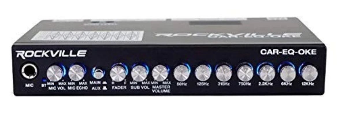 Rockville CAR-EQ-Oke 7-Band Car Audio Equalizer, Bluetooth, Mic Input