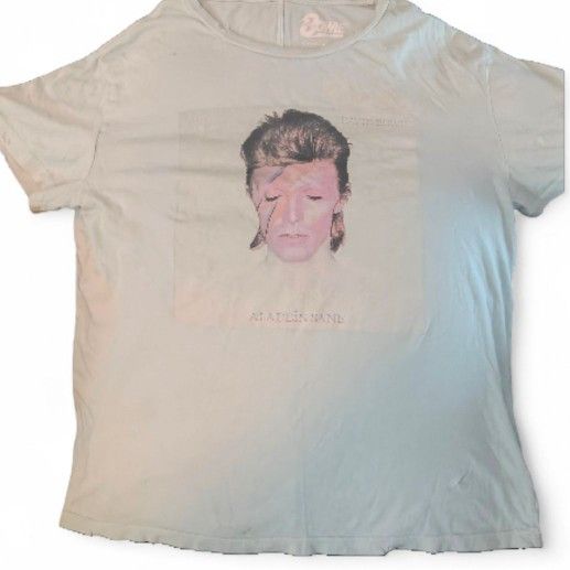 Lucky Brand Distressed Light Blue Women's David Bowie T-shirt