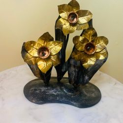 Metal Flower Sculpture, 11 Inches