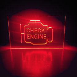 CHECK ENGINE LED NEON RED LIGHT SIGN 8x12