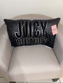 Juicy Couture Reversible Accent Pillow Room Decor Black Silver for