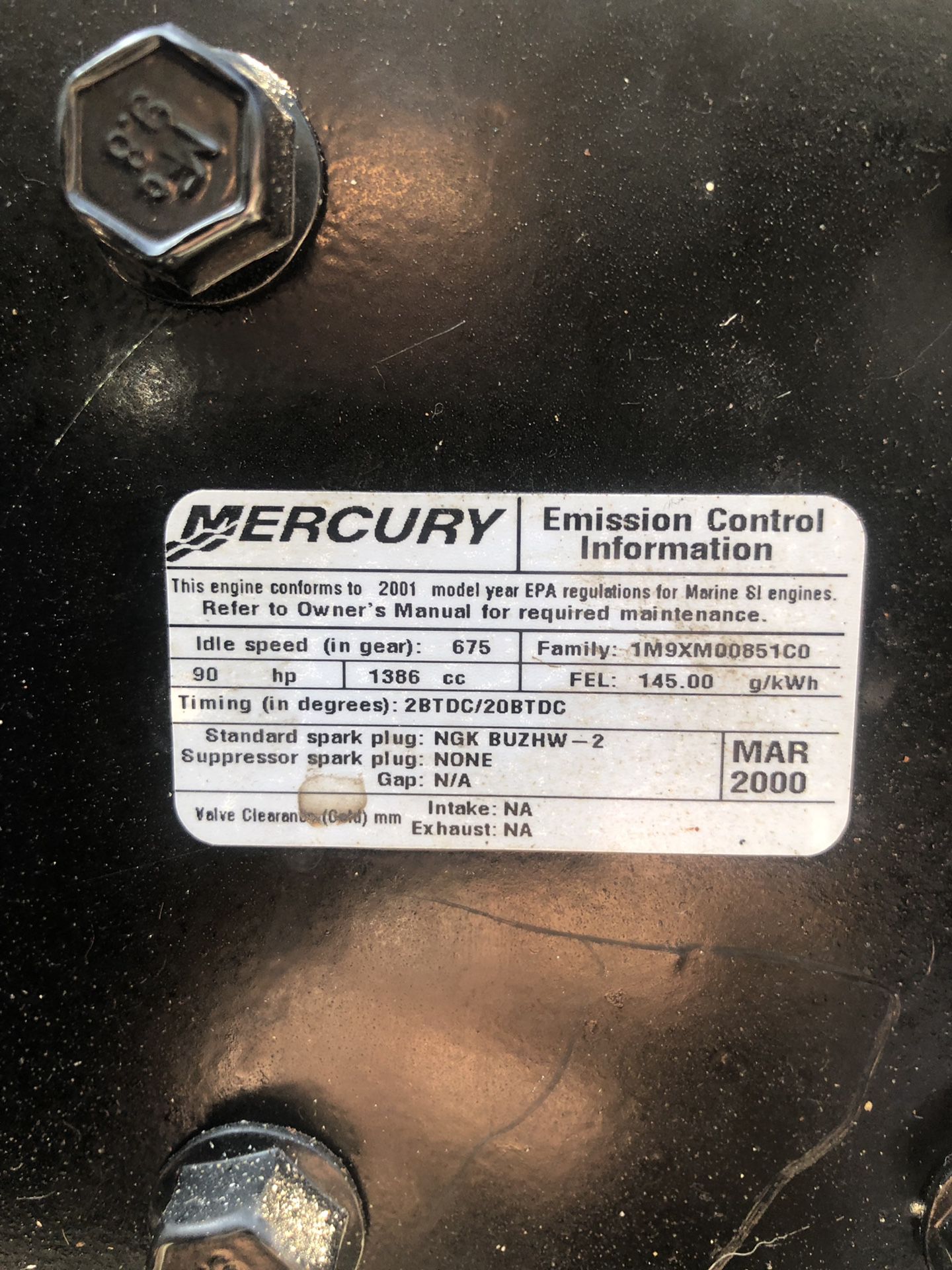 Mercury 90hp outboard year 2000