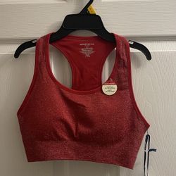 Brand New Aeropostale Sport Red Sparkle Sports Bra Size Large