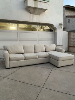 Living Spaces Cream Fabric Sectional Sofa - DELIVERY AVAILABLE