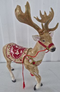 Fritz And Floyd Retired Large Christmas Reindeer Porcelain Figurine 