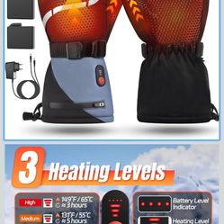 Heated Gloves for Men Women, 3 Heating Levels Heated Work Gloves with Touchscreen, 7.4V/3200mAh Battery Rechargeable, Windproof & Waterproof Electric 