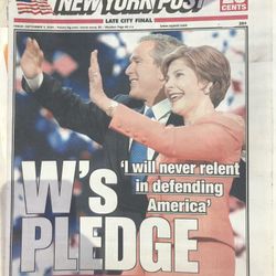 New York Post Newspaper Sept.3,2004-George Bush-Great-Advertising & Stories GC