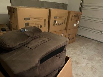 Piece Brown Reclining Sofa Set with Massage & Heat – Sofa, Loveseat & Recliner, Plush Fabric, Living Room Furniture