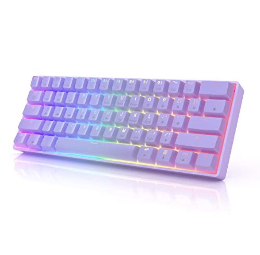HK GAMING GK61 Mechanical Gaming Keyboard - 61 Keys Multi Color RGB Illuminated LED Backlit Wired Programmable for PC/Mac Gamer (Gateron Optical Silve